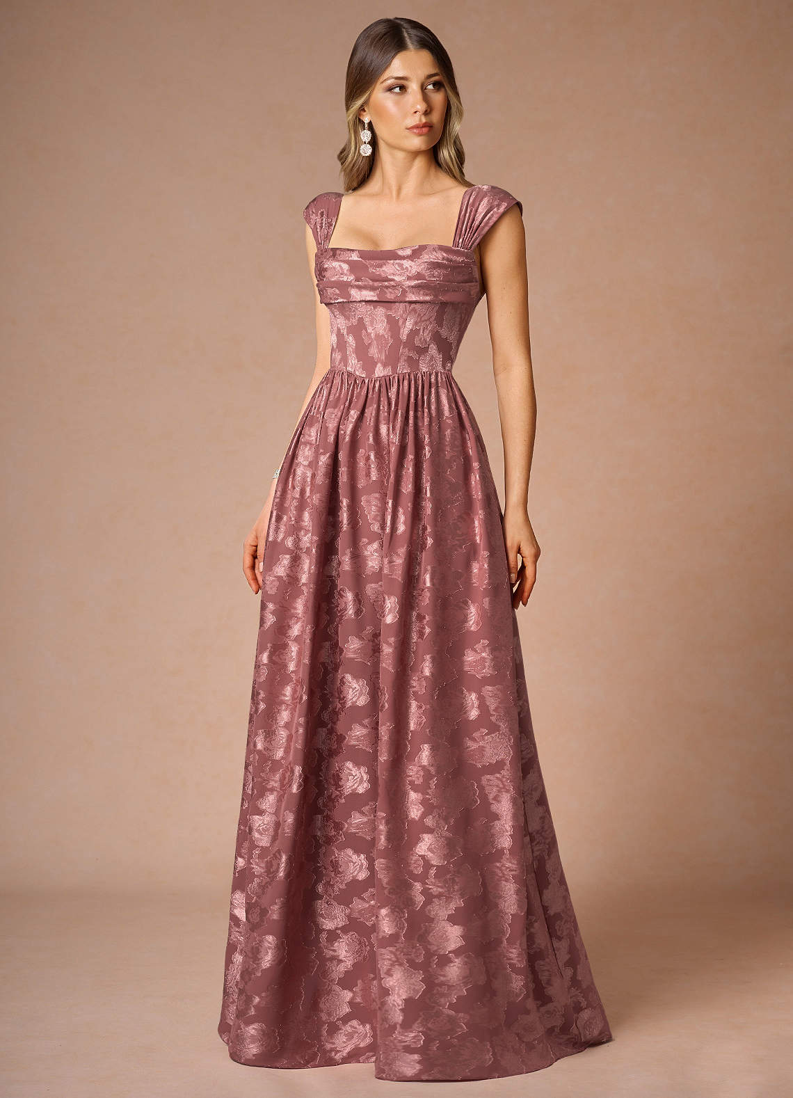 Hazel Vintage Rose Pleated Maxi Dress  Dress