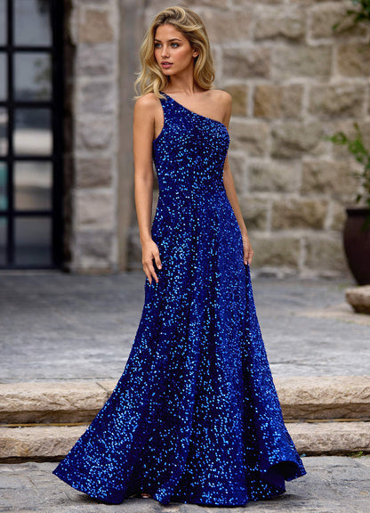 Opulent Royal Blue Velvet Sequins Prom Dress  Dress