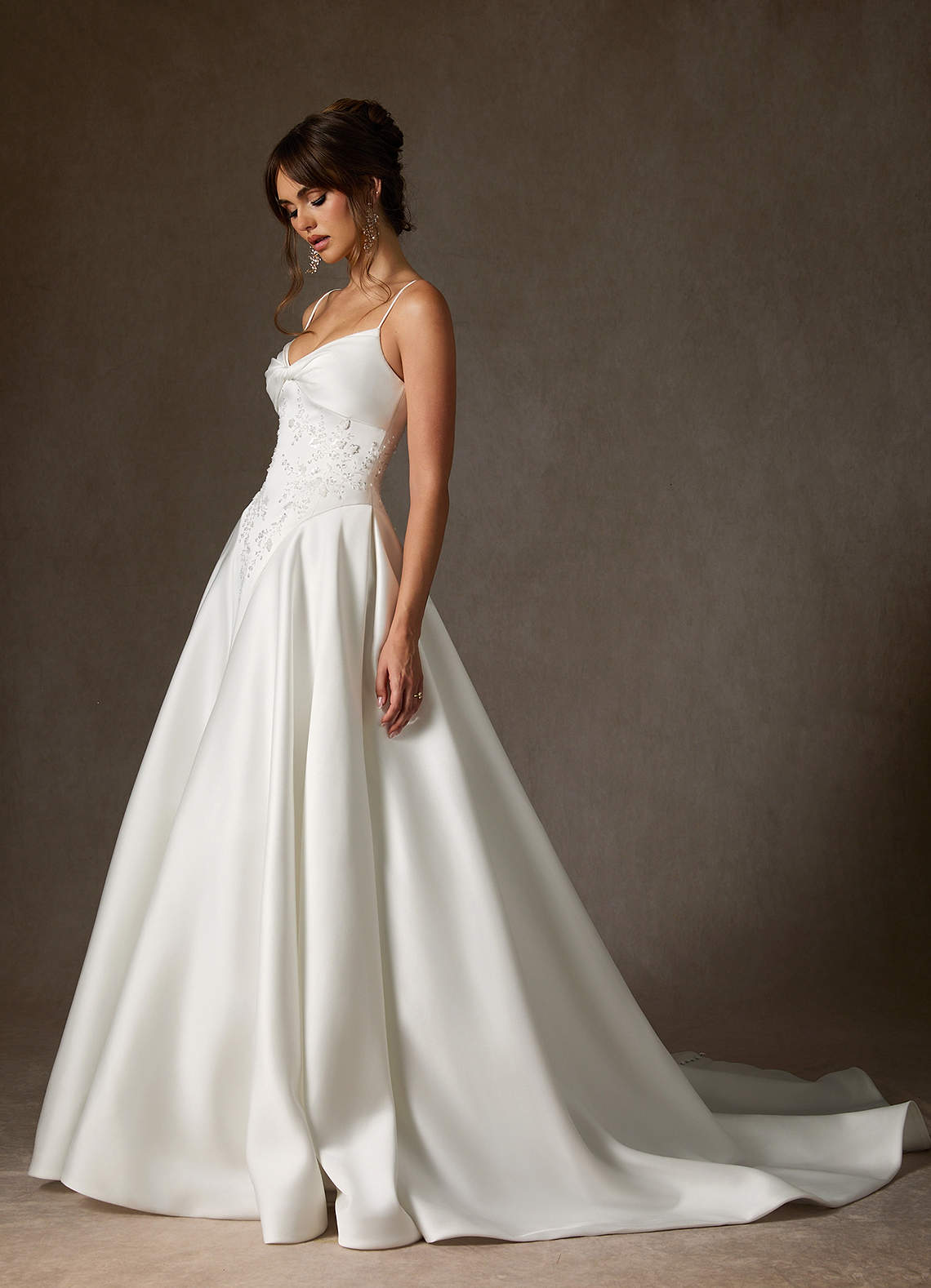 Diamond White A-Line Double Faced Satin Dress