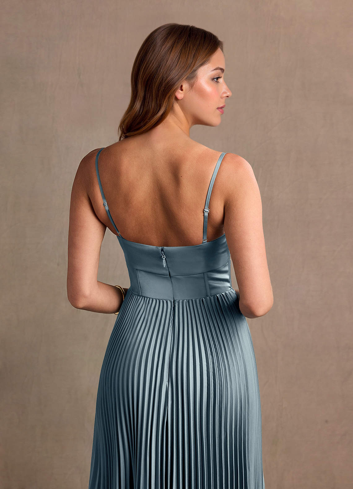 Tyla Powder Blue Pleated Maxi Prom Dress  Dress