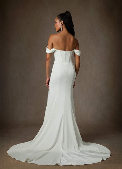 Diamond White Mermaid Sweetheart Neckline Crepe Back Satin Dress