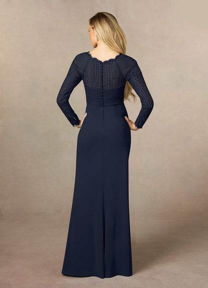 Dark Navy Sheath Lace Dress