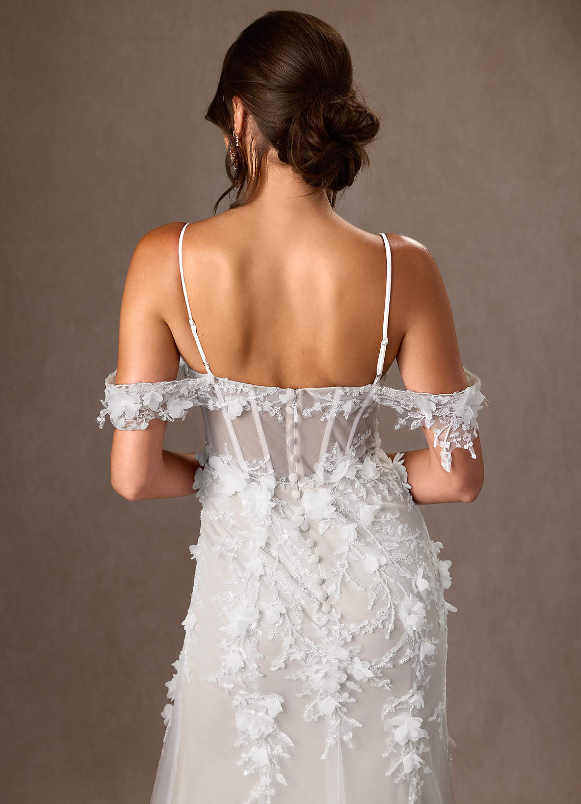 Diamond White Mermaid Strapless Lace Dress