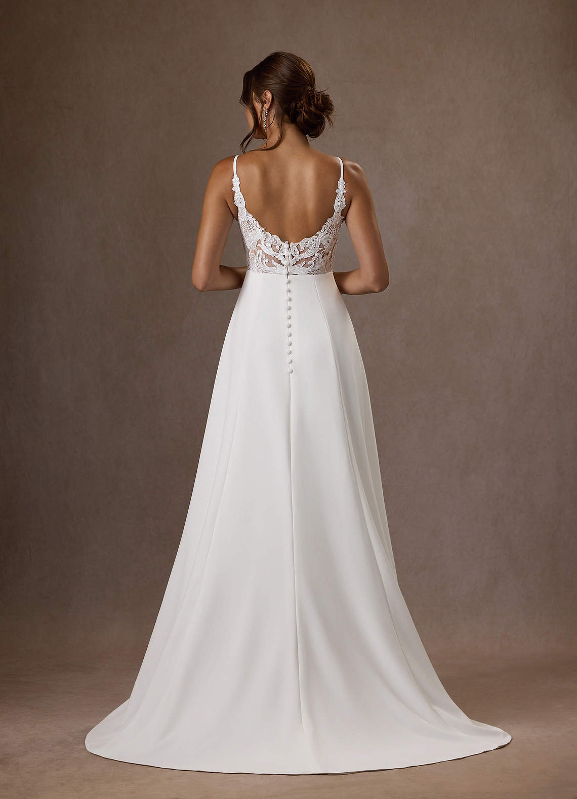 Diamond White A-Line V-Neck Sequins Stretch Crepe Dress