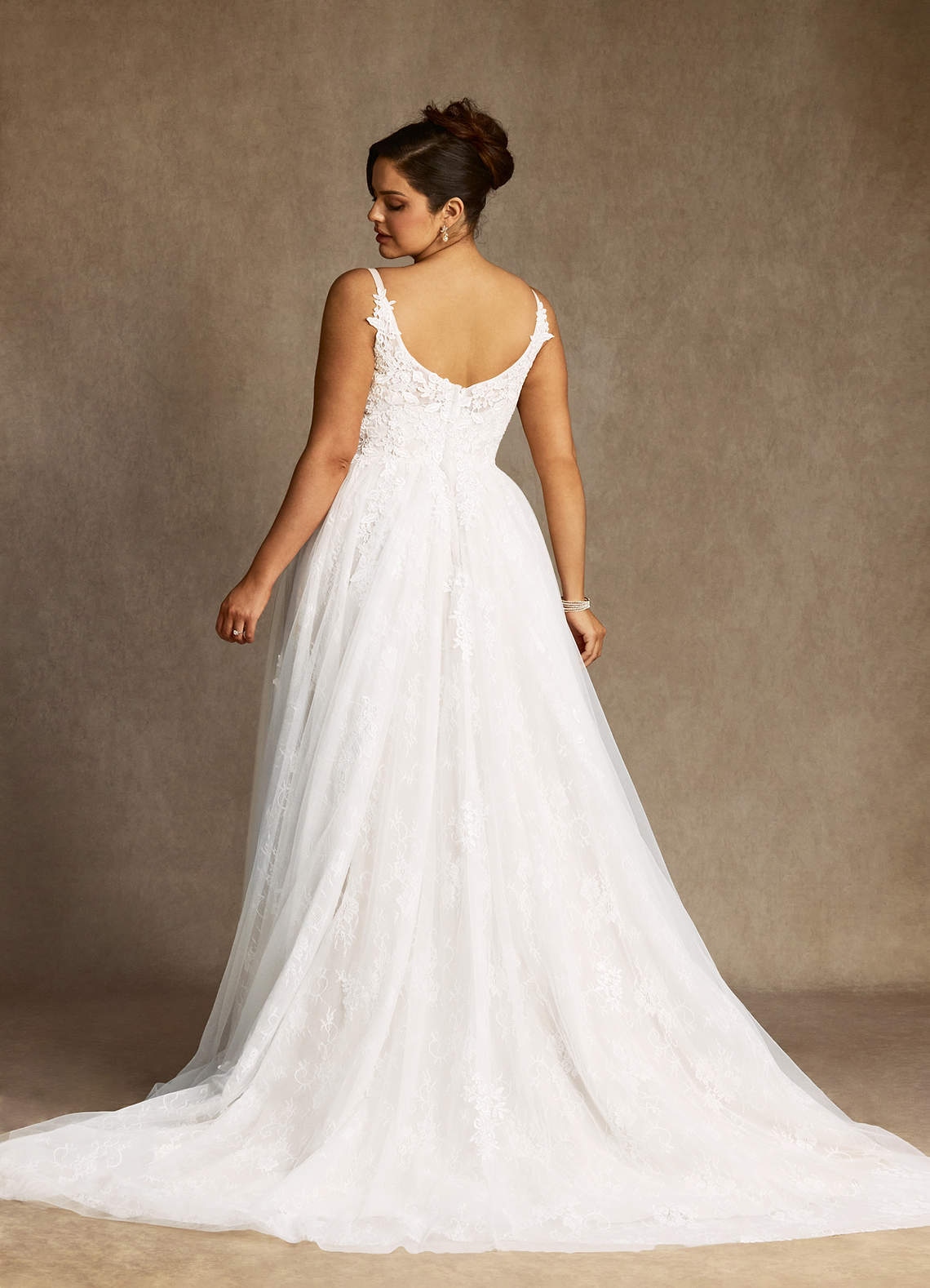 Diamond White A-Line Lace Tulle Dress