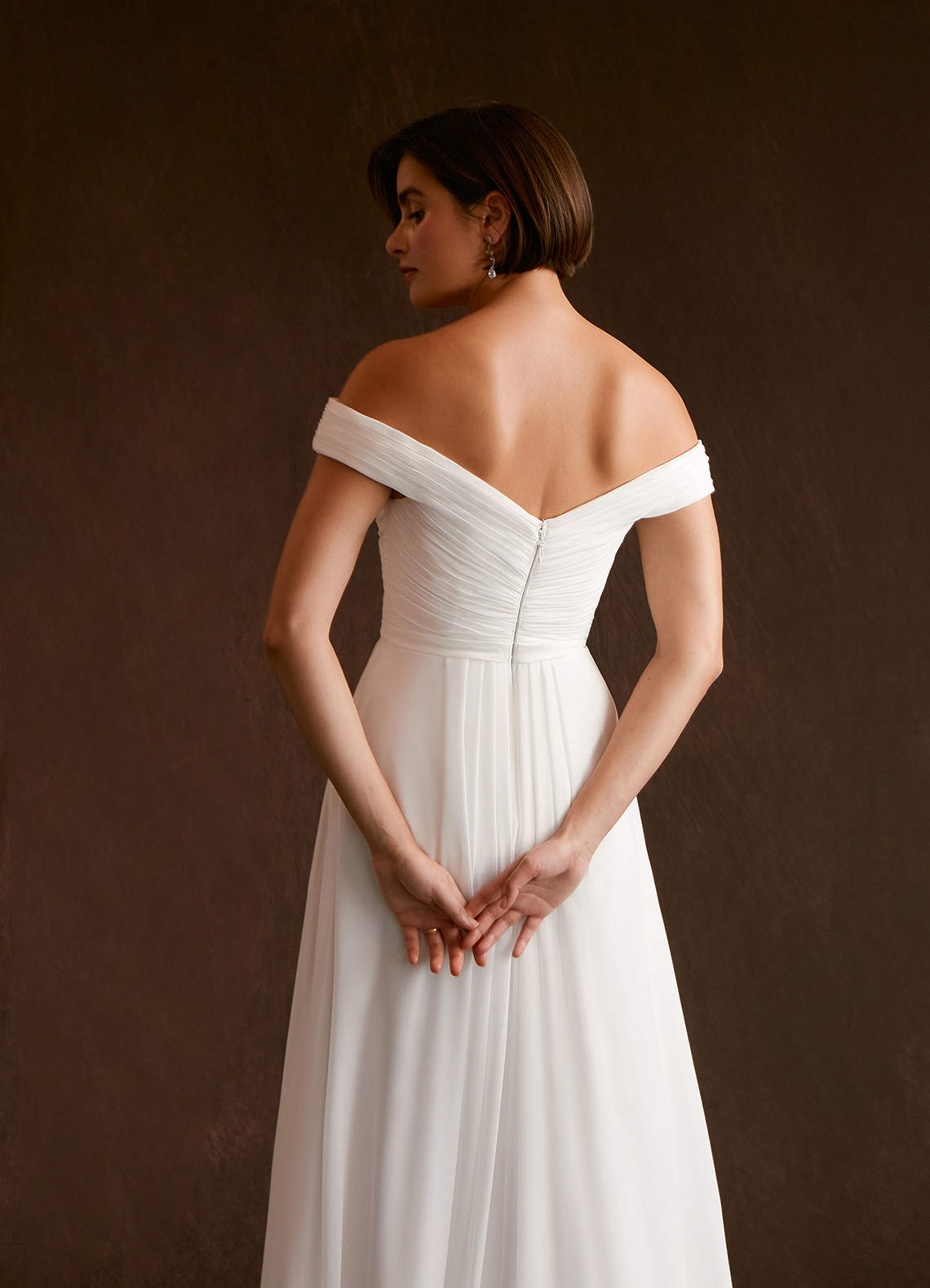 Diamond White A-Line Sequins Chiffon Dress