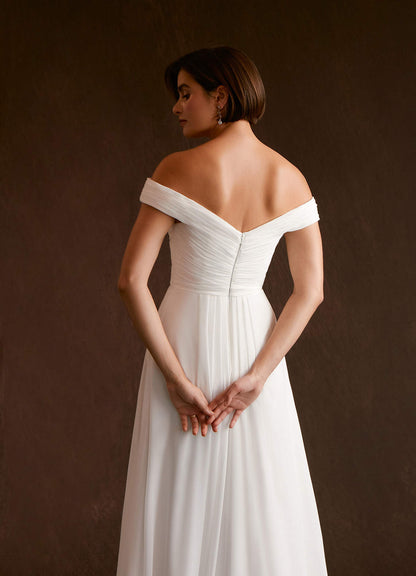 Diamond White A-Line Sequins Chiffon Dress