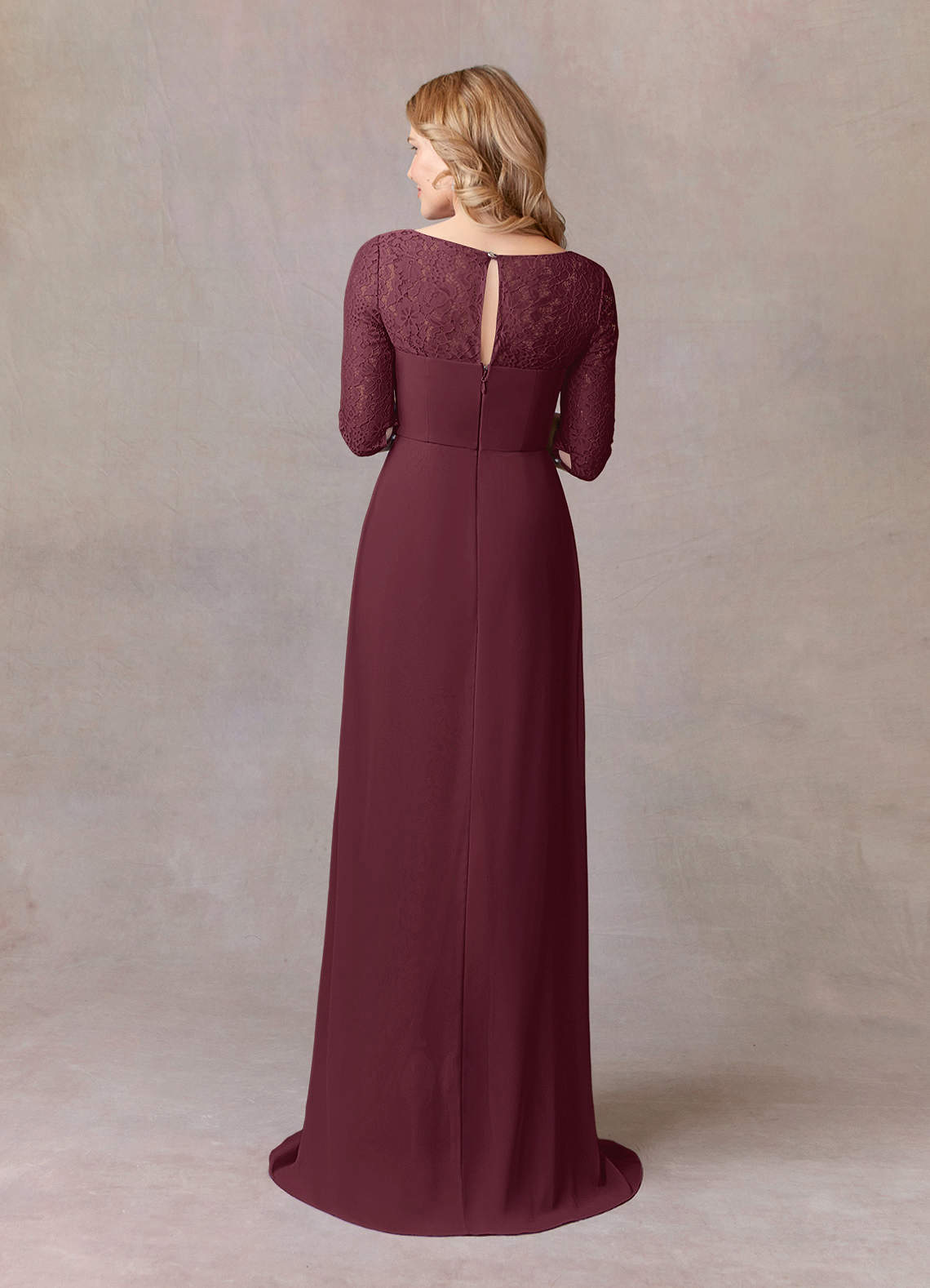 Cabernet A-Line Scoop lace Chiffon Dress