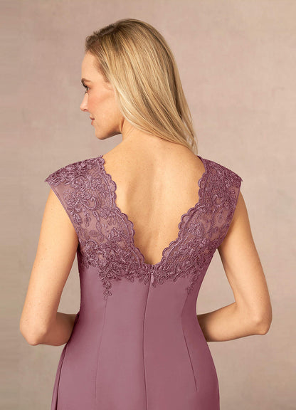 Vintage Mauve A-Line Queen Anne Lace Chiffon Dress