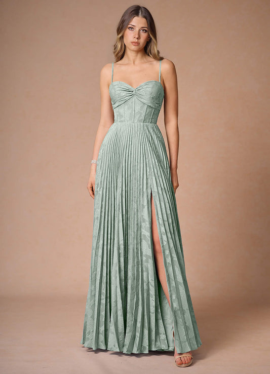 Akiko Pistachio Pleated Maxi Dress