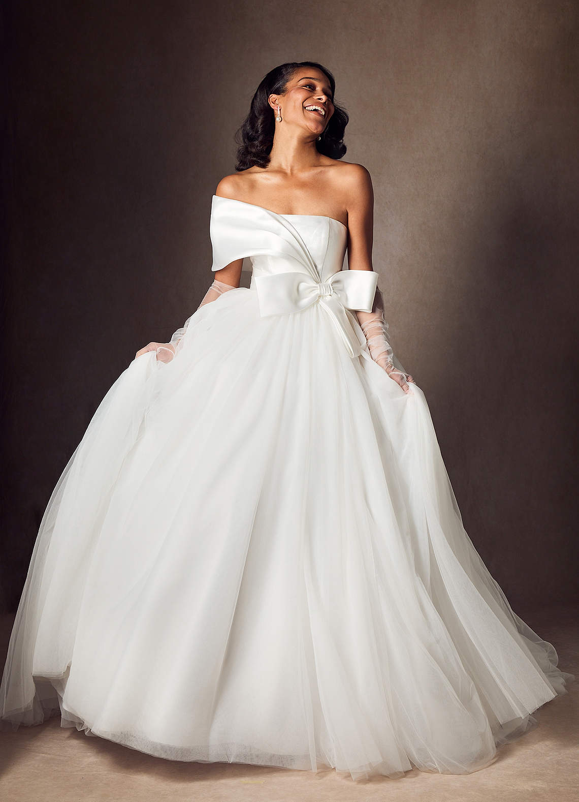 Diamond White Ball-Gown Pleated Mikado Dress