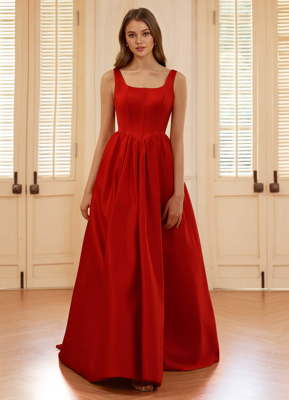 Blakellya Red A-Line Boned Corset Prom Dress  Dress