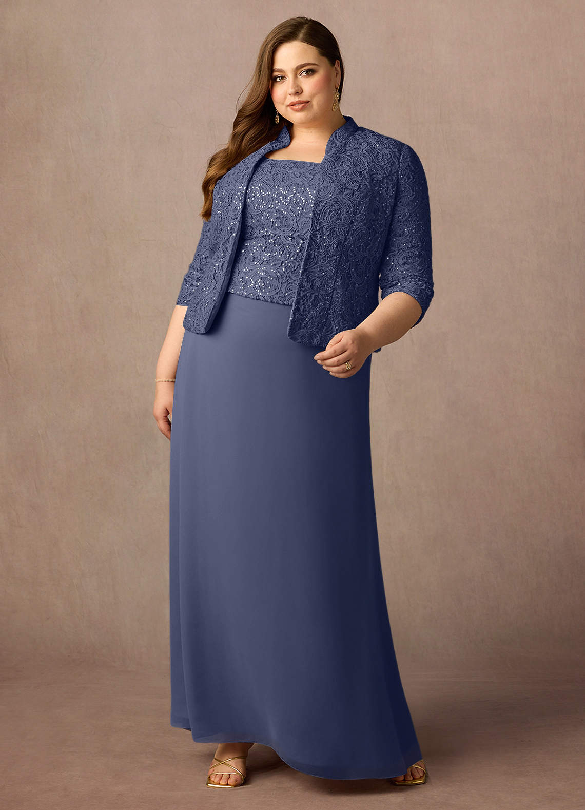 Stormy Sheath Square Neckline Sequins Chiffon Dress
