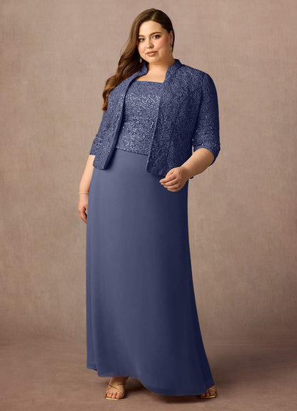 Stormy Sheath Square Neckline Sequins Chiffon Dress