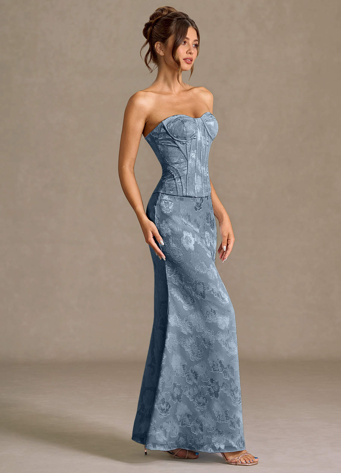 Mireya Dusty Blue Corset Two-Piece Prom Dress