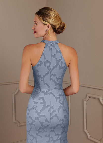 Dusty Blue Mermaid Floral Burnout Dress