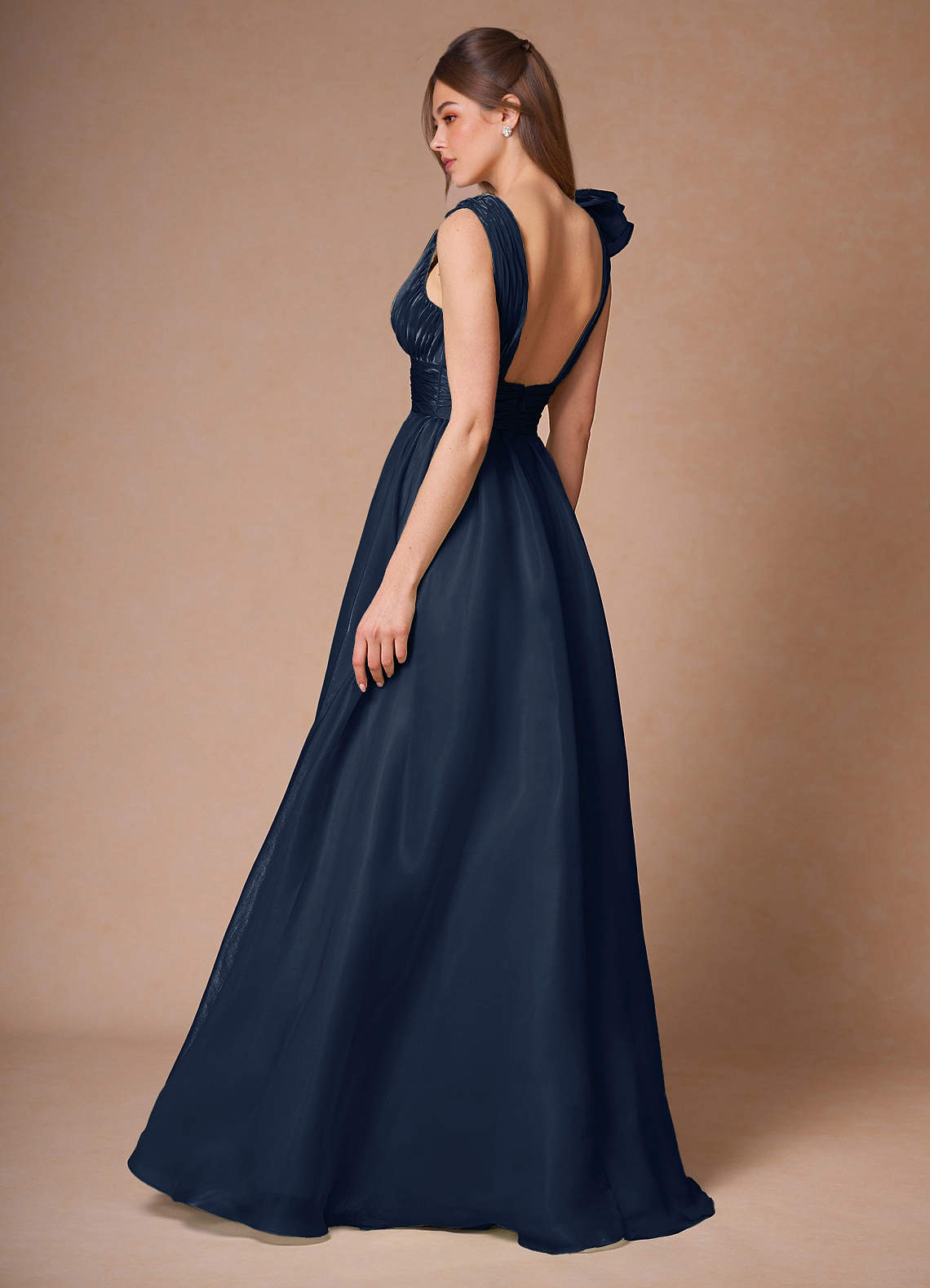 Vespera Navy Ruffles Gown  Dress