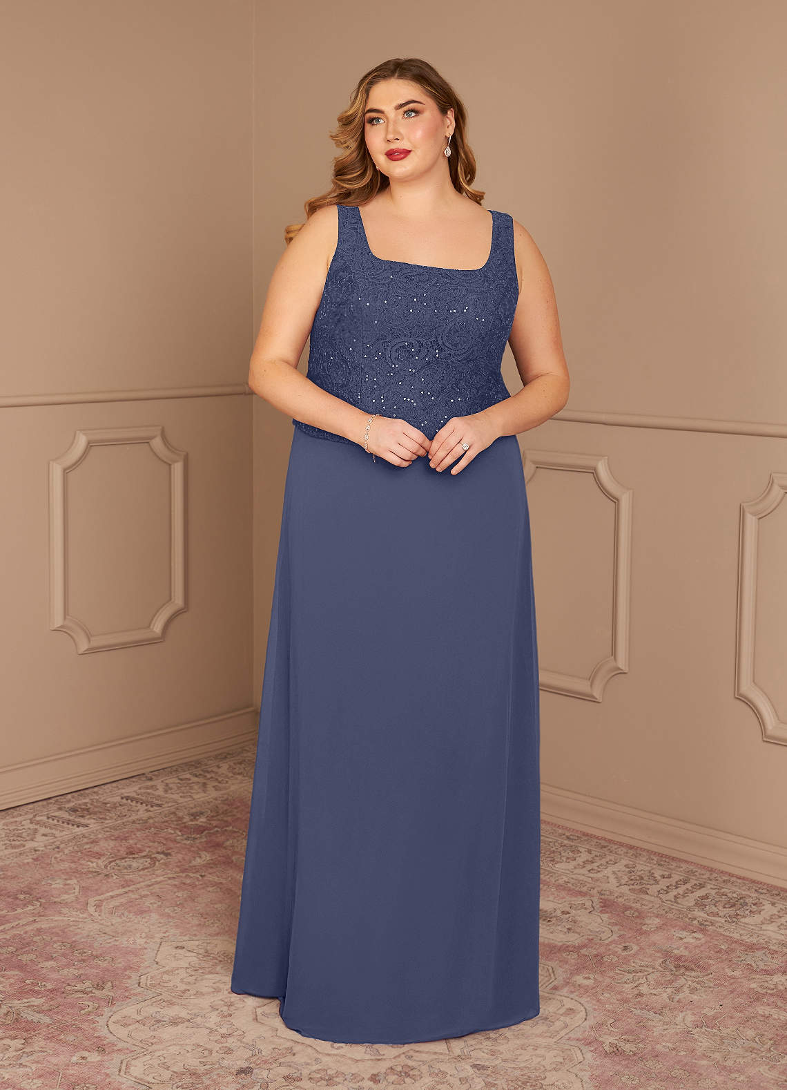 Stormy Sheath Square Neckline Sequins Chiffon Dress