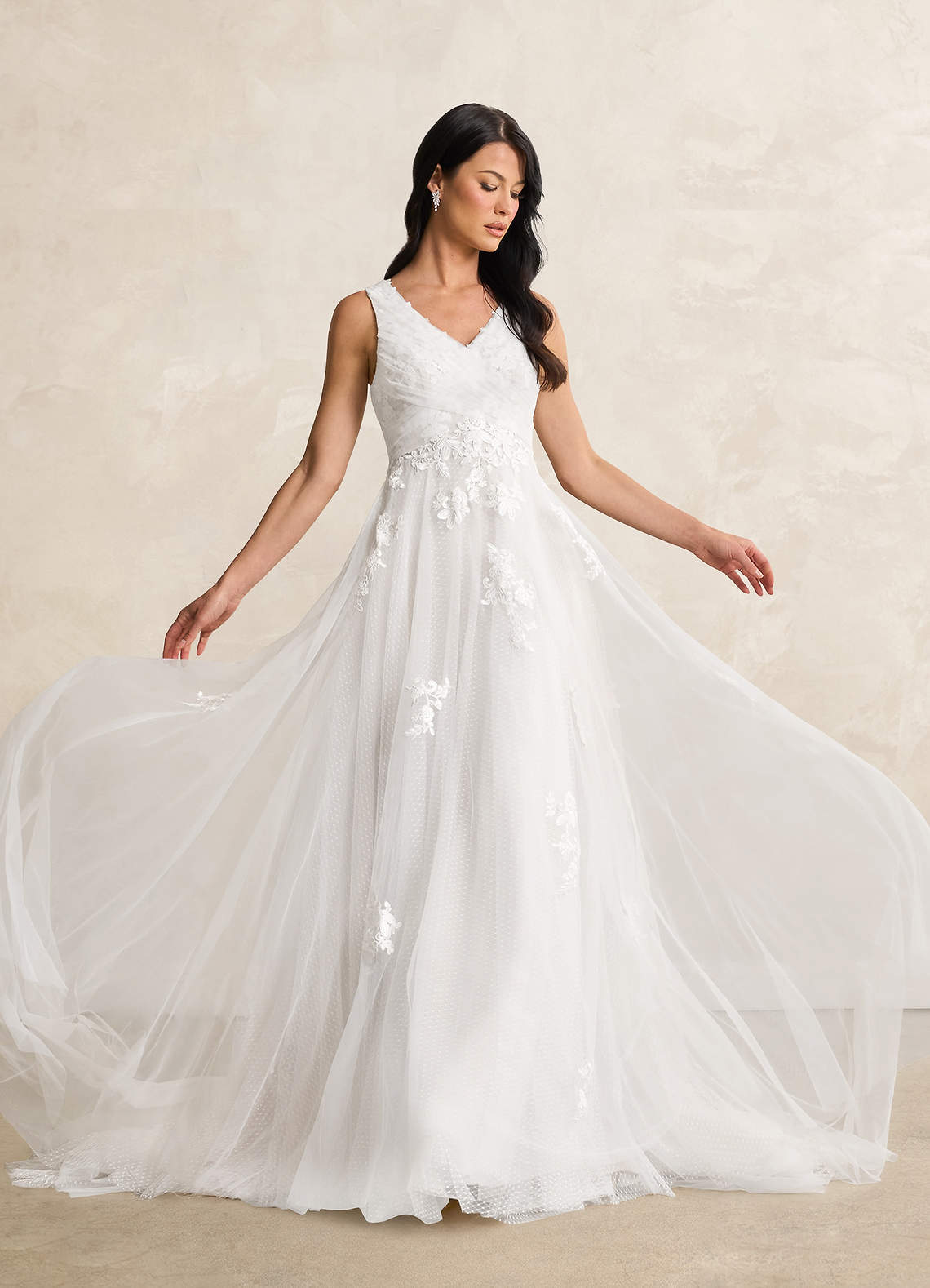 Diamond White A-Line Lace Tulle Dress