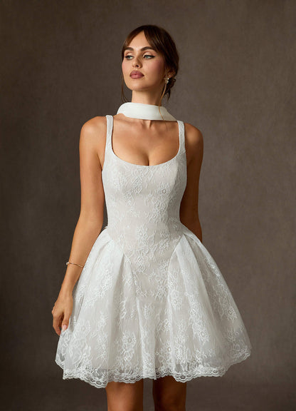 Diamond White A-Line Lace Dress