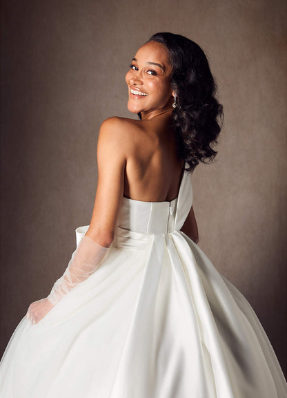 Diamond White Ball-Gown Pleated Mikado Dress