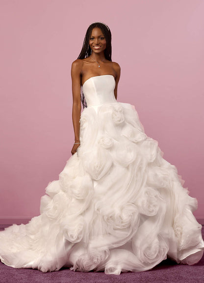 Diamond White Ball-Gown Strapless Organza Dress Diamond White