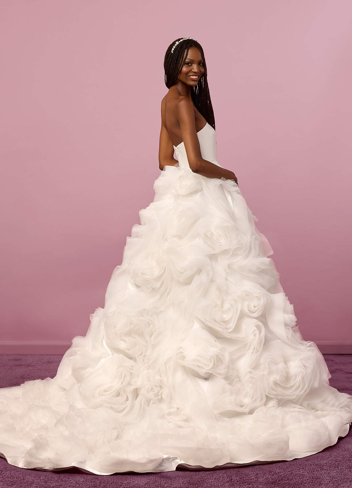 Diamond White Ball-Gown Strapless Organza Dress Diamond White