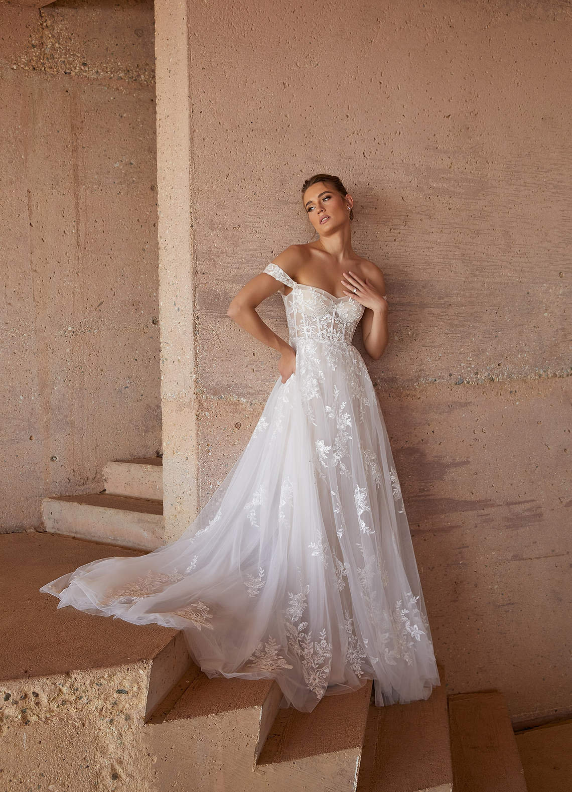 Diamond White Champagne A-Line Sequins Tulle Dress