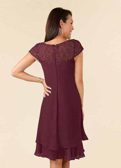 Cabernet Empire Sequins Chiffon Dress