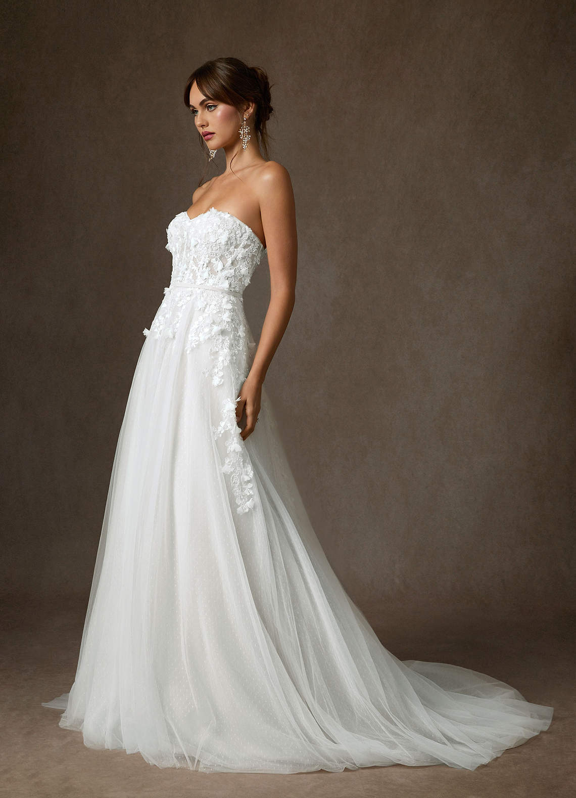Diamond White Ball-Gown Off the Shoulder Lace Dress
