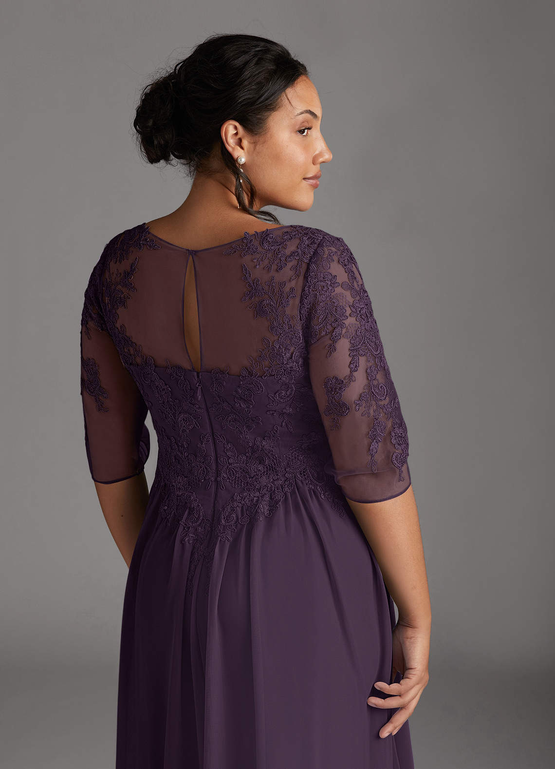 Plum A-Line Scoop lace Mesh Dress