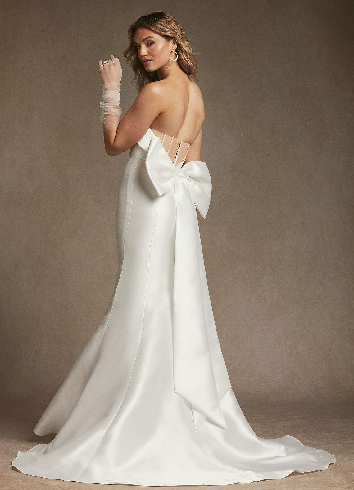 Diamond White Mermaid Strapless Mikado Dress
