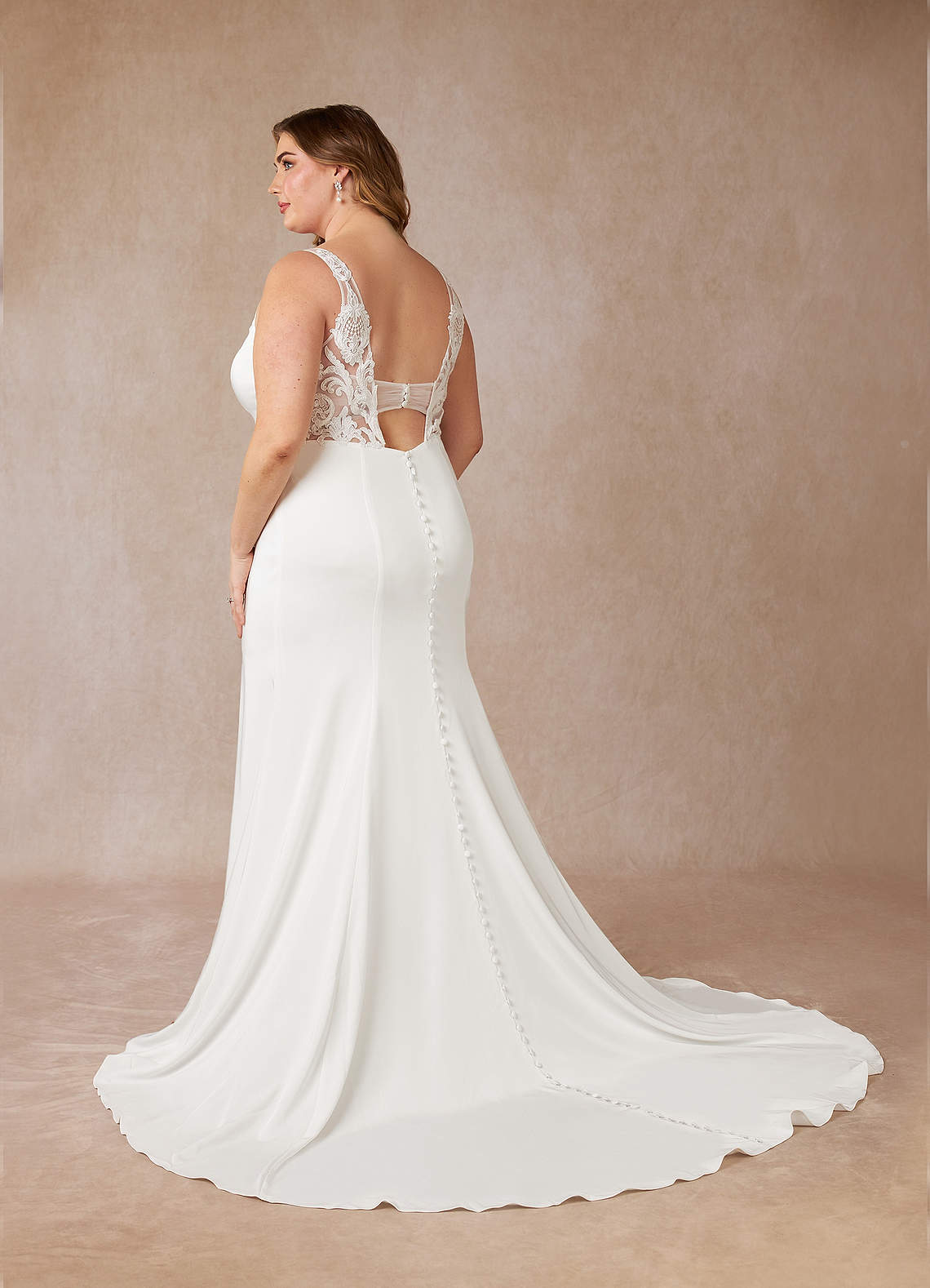 Diamond White Mermaid Scoop Sequins Crepe Back Satin Dress