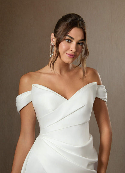 Diamond White Mermaid Strapless Double Faced Satin Dress
