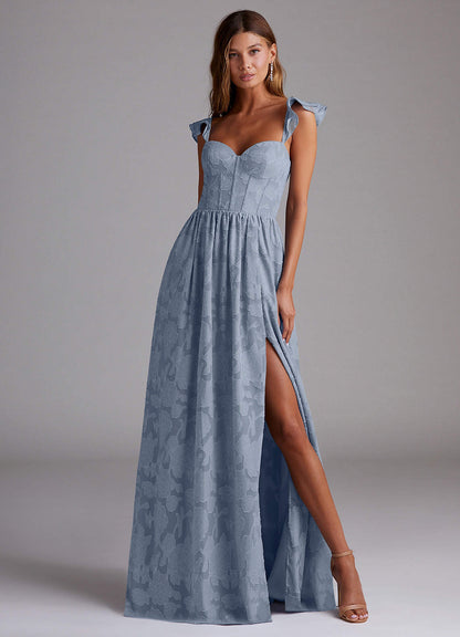 Denisse Powder Blue Corset Maxi Dress