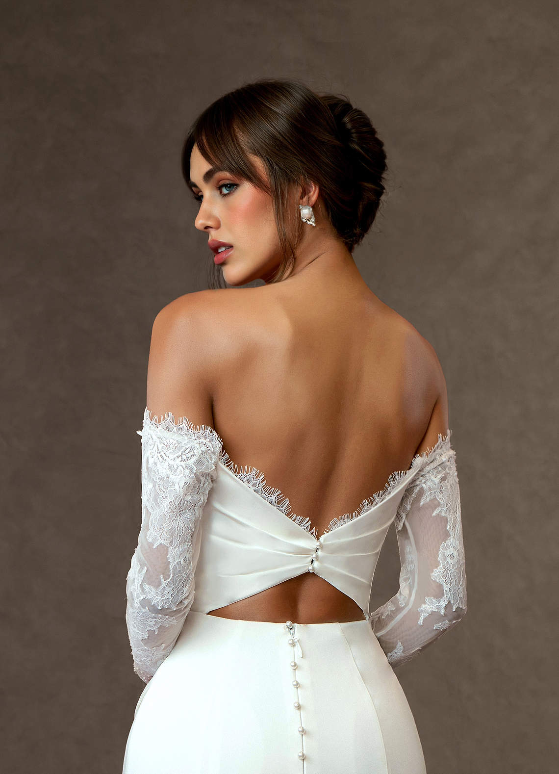 Diamond White Mermaid Sequins Crepe Back Satin Dress