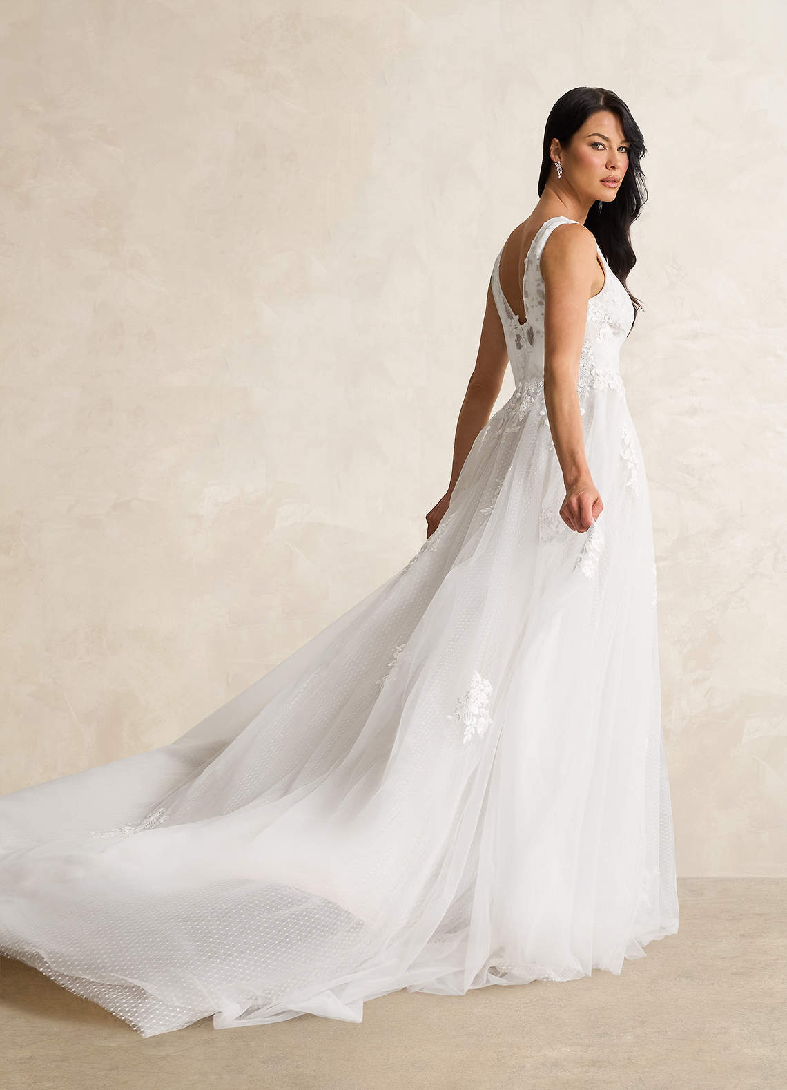 Diamond White A-Line Lace Tulle Dress