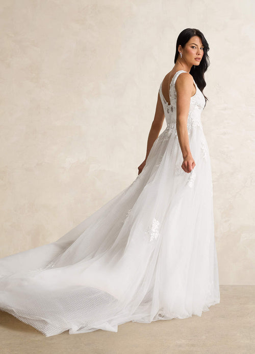 Diamond White A-Line Lace Tulle Dress