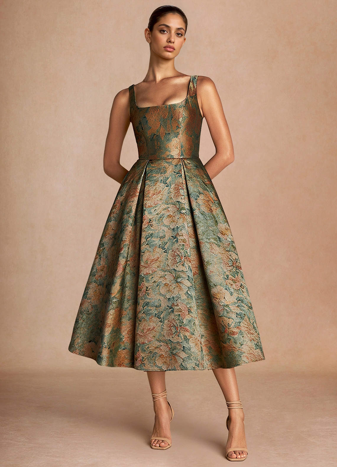 Ainslee Vintage Teal Midi Dress