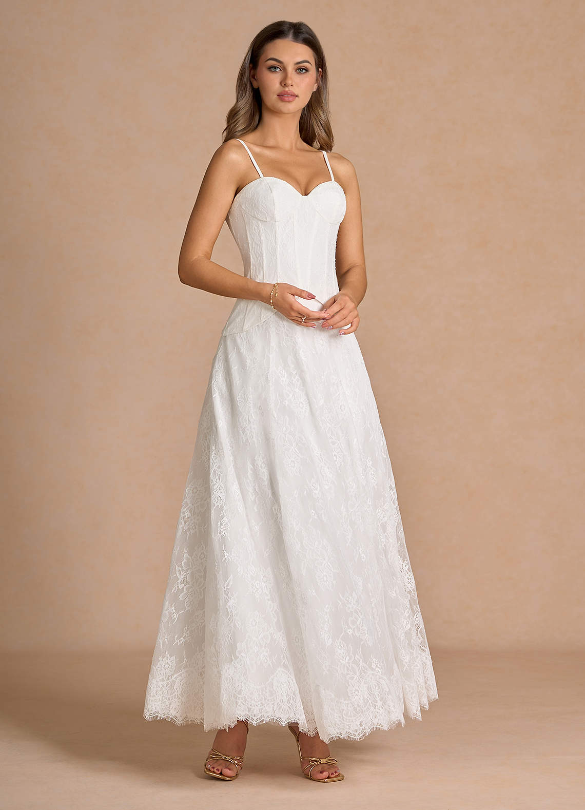 Avelyn White Lace Two-Piece Sets  Dress