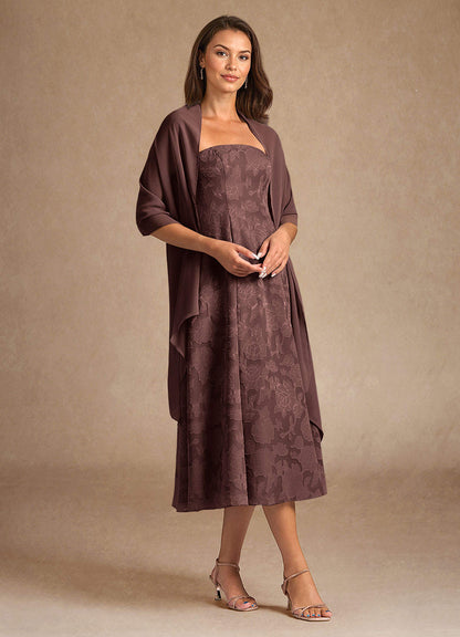 Espresso A-Line Pleated Floral Burnout Dress