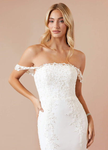 Diamond White Mermaid Sequins Stretch Crepe Dress