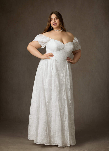 Diamond White A-Line Sweetheart Neckline Lace Dress
