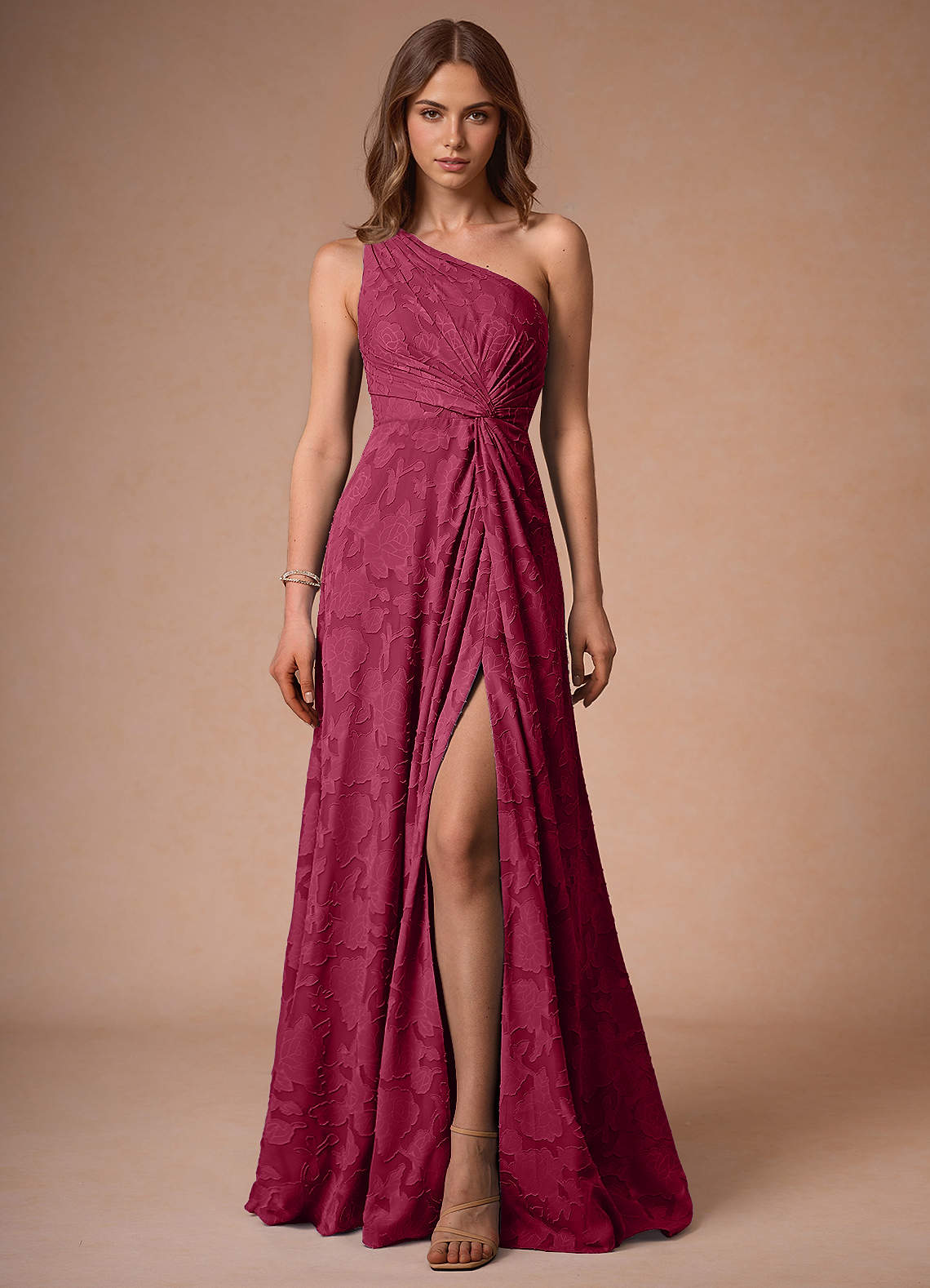 Hermosa Merlot One Shoulder Maxi Dress  Dress