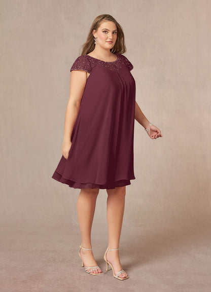 Cabernet Empire Sequins Chiffon Dress
