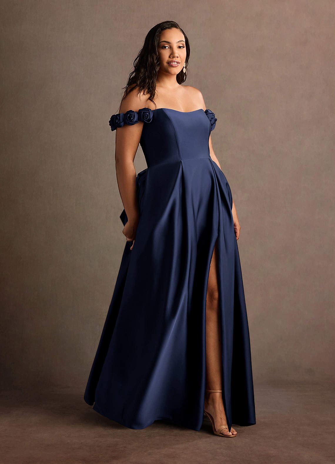Jessie Navy Rose Straps Gown  Dress