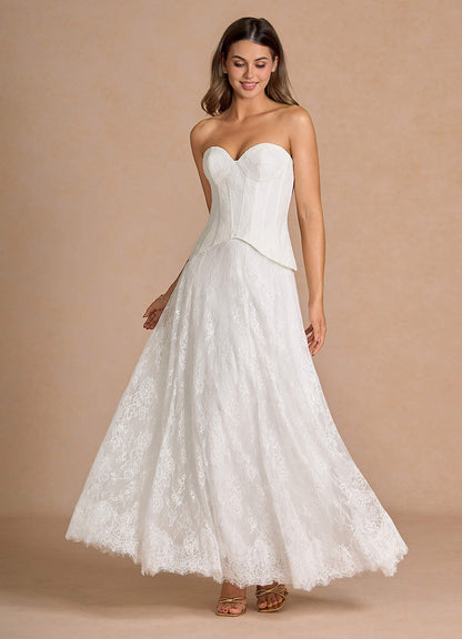 Avelyn White Lace Two-Piece Sets  Dress