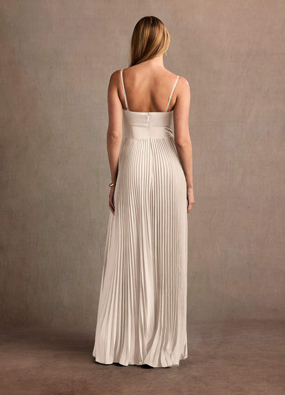 Tyla Cream Pleated Maxi Dress  Dress