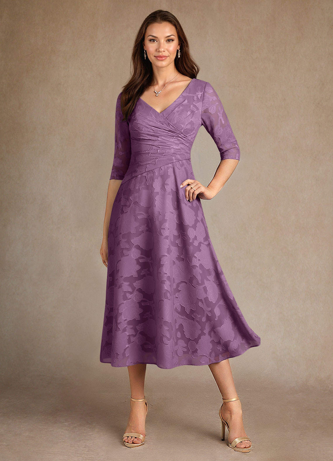Wisteria A-Line Pleated Floral Burnout Dress