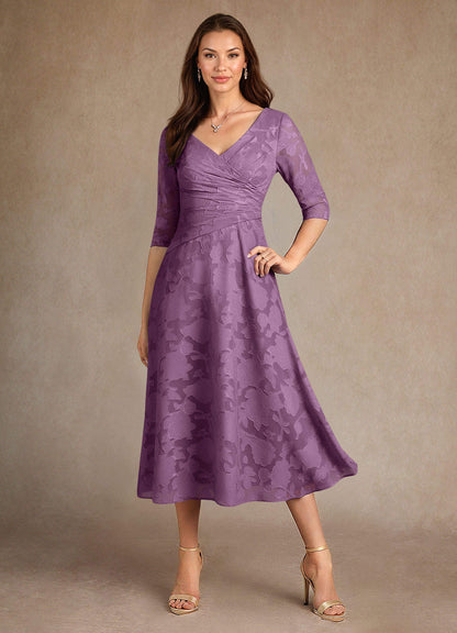 Wisteria A-Line Pleated Floral Burnout Dress